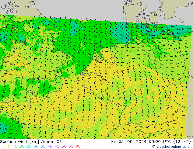 Wind 10 m Arome 01 ma 03.06.2024 06 UTC