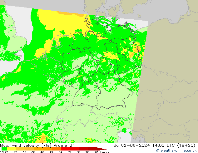 Windböen Arome 01 So 02.06.2024 14 UTC