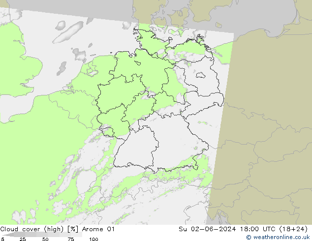 zachmurzenie (wysokie) Arome 01 nie. 02.06.2024 18 UTC