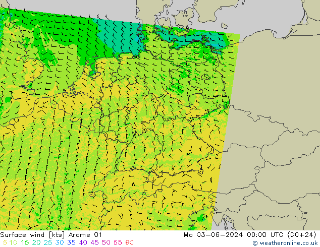 Surface wind Arome 01 Mo 03.06.2024 00 UTC