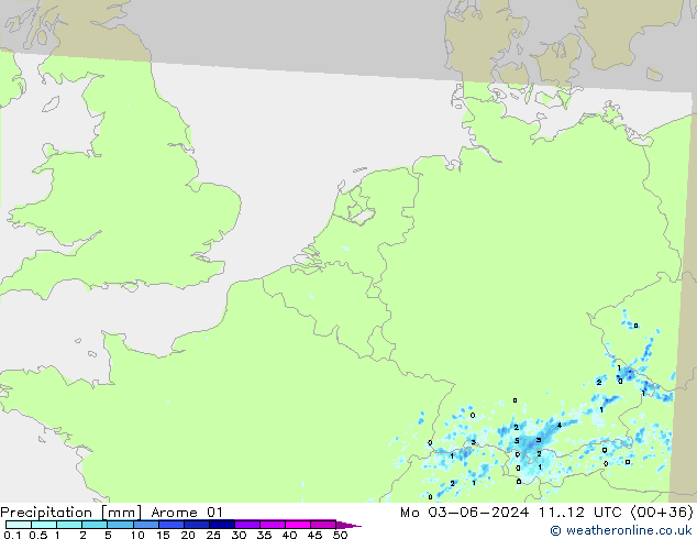 Yağış Arome 01 Pzt 03.06.2024 12 UTC