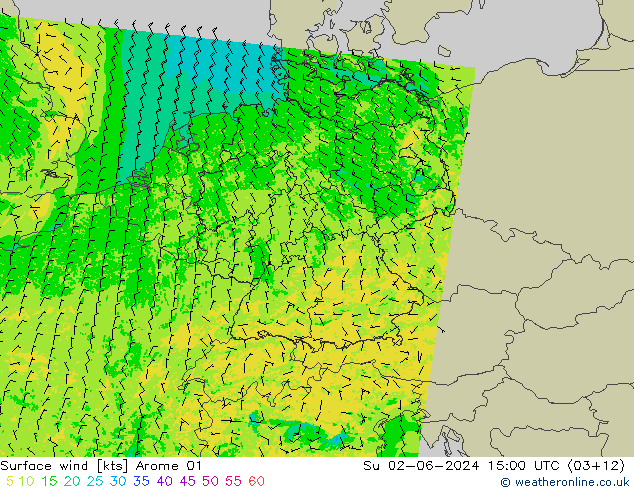 Surface wind Arome 01 Su 02.06.2024 15 UTC