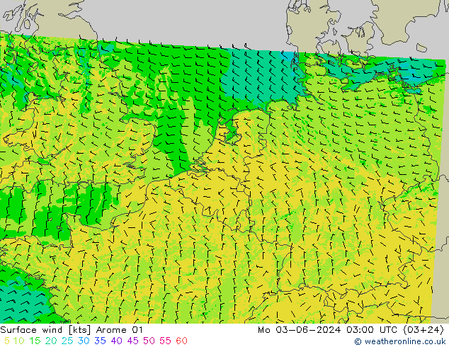 Surface wind Arome 01 Po 03.06.2024 03 UTC