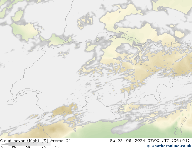 Wolken (hohe) Arome 01 So 02.06.2024 07 UTC