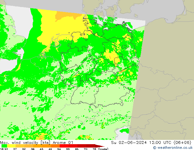 Windböen Arome 01 So 02.06.2024 12 UTC