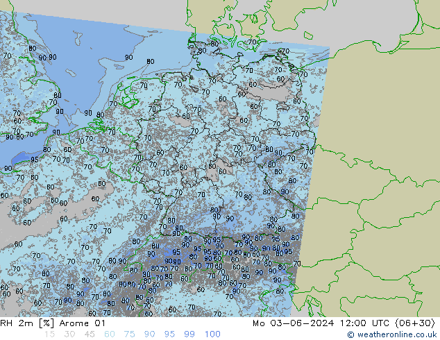 RH 2m Arome 01 Po 03.06.2024 12 UTC