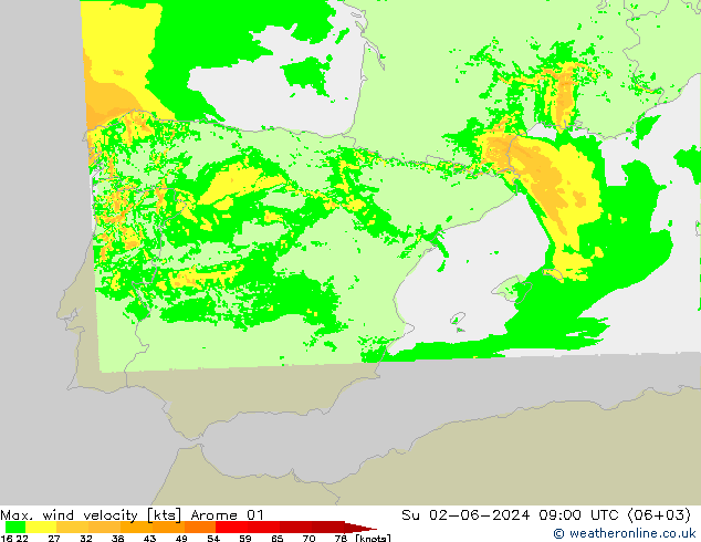Windböen Arome 01 So 02.06.2024 09 UTC