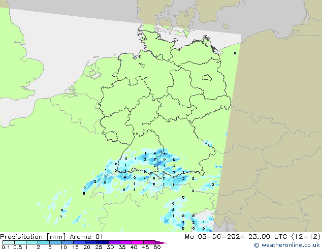 Precipitation Arome 01 Mo 03.06.2024 00 UTC