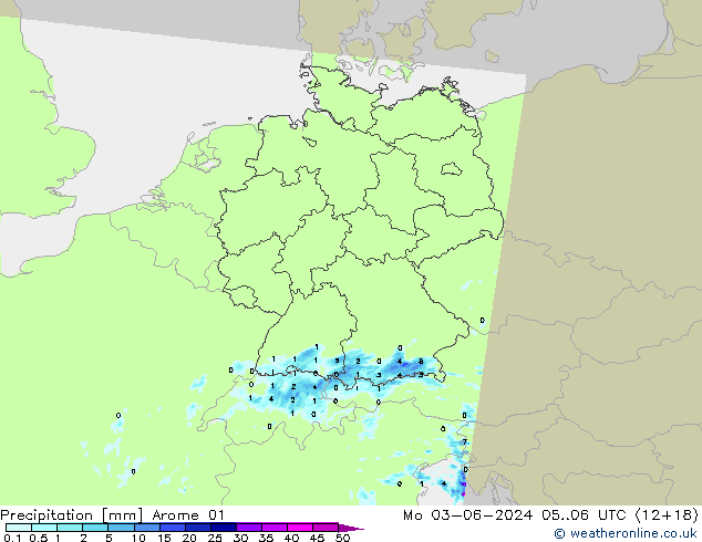 Precipitation Arome 01 Mo 03.06.2024 06 UTC