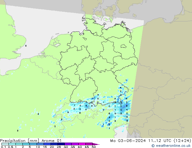 Niederschlag Arome 01 Mo 03.06.2024 12 UTC