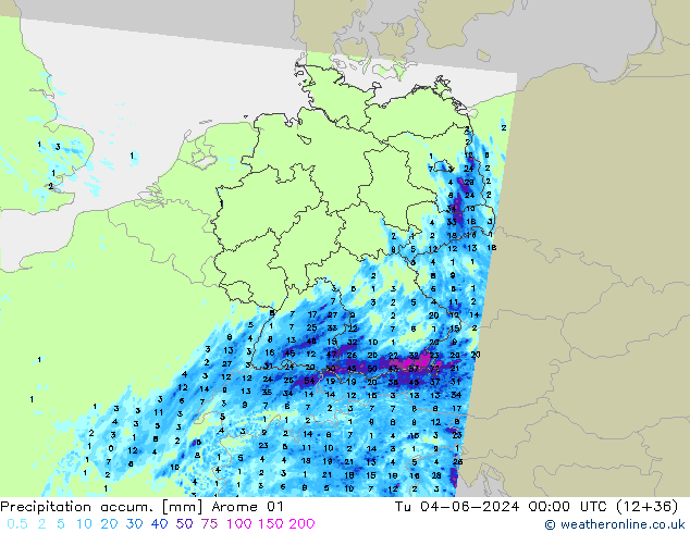 Toplam Yağış Arome 01 Sa 04.06.2024 00 UTC