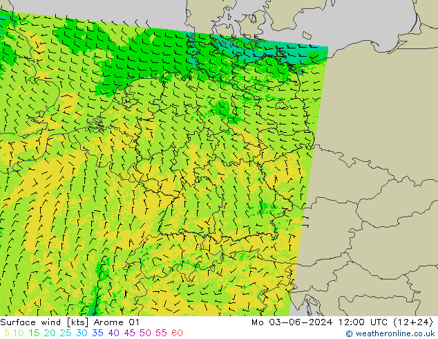 ветер 10 m Arome 01 пн 03.06.2024 12 UTC