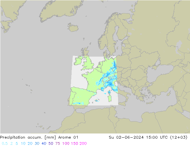 Nied. akkumuliert Arome 01 So 02.06.2024 15 UTC