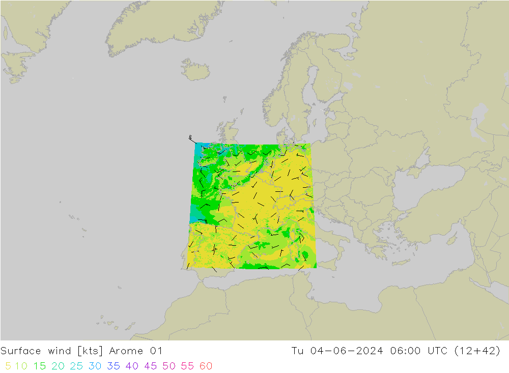 Bodenwind Arome 01 Di 04.06.2024 06 UTC