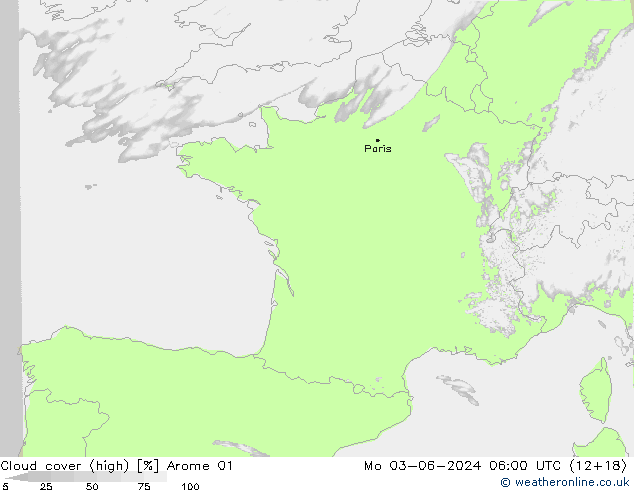 vysoký oblak Arome 01 Po 03.06.2024 06 UTC