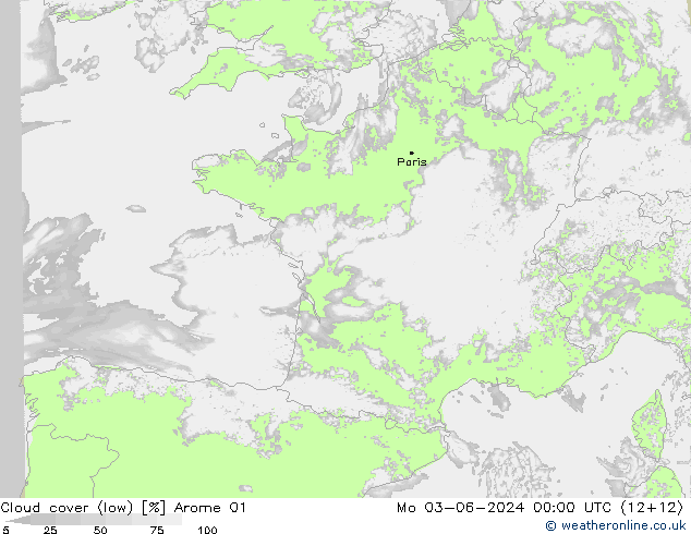 Bulutlar (düşük) Arome 01 Pzt 03.06.2024 00 UTC