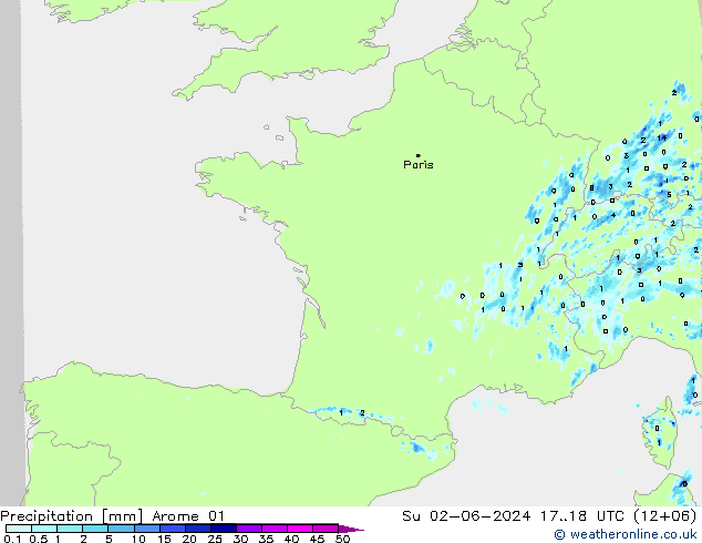 Niederschlag Arome 01 So 02.06.2024 18 UTC