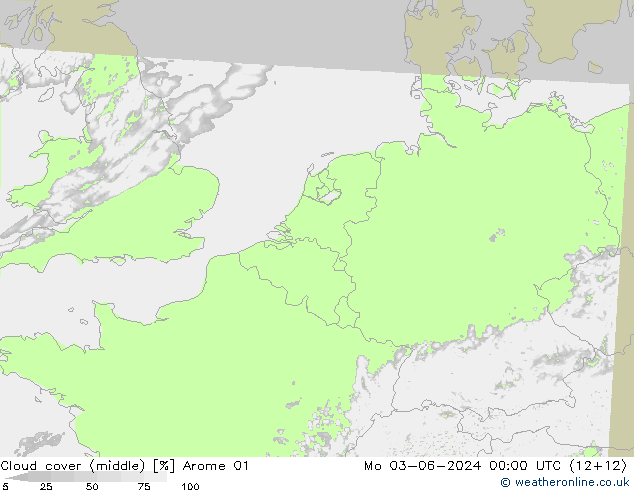 nuvens (médio) Arome 01 Seg 03.06.2024 00 UTC