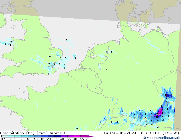 Nied. akkumuliert (6Std) Arome 01 Di 04.06.2024 00 UTC