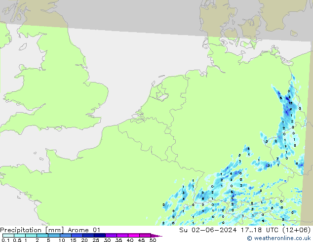 Precipitazione Arome 01 dom 02.06.2024 18 UTC