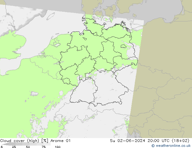 zachmurzenie (wysokie) Arome 01 nie. 02.06.2024 20 UTC