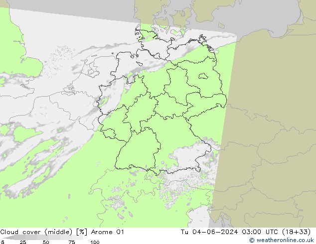 Nuages (moyen) Arome 01 mar 04.06.2024 03 UTC
