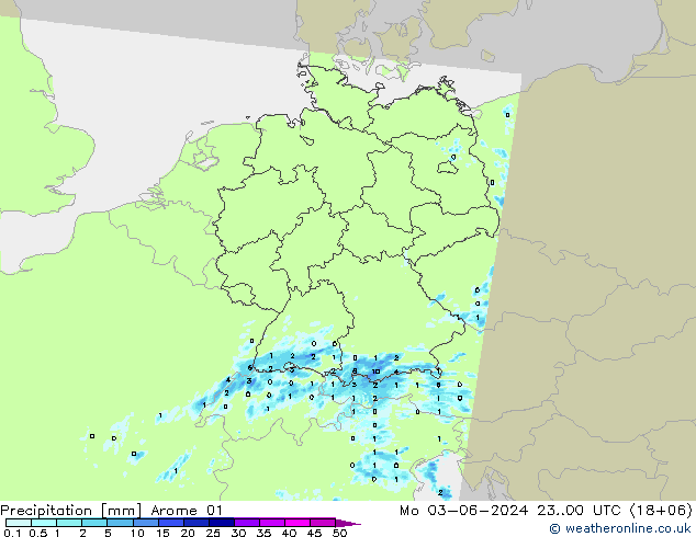 Precipitation Arome 01 Mo 03.06.2024 00 UTC