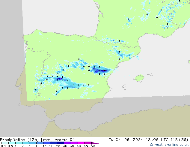 Nied. akkumuliert (12Std) Arome 01 Di 04.06.2024 06 UTC