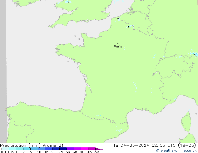 Neerslag Arome 01 di 04.06.2024 03 UTC