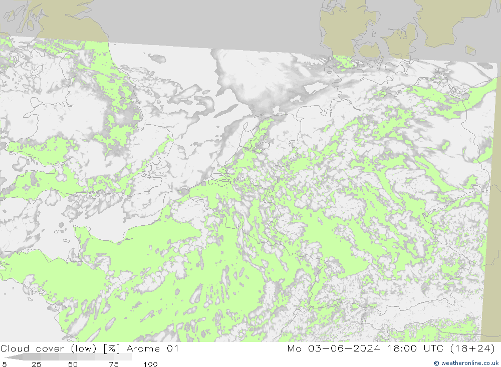 Wolken (tief) Arome 01 Mo 03.06.2024 18 UTC