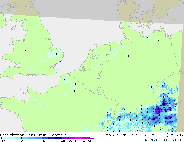 Nied. akkumuliert (6Std) Arome 01 Mo 03.06.2024 18 UTC