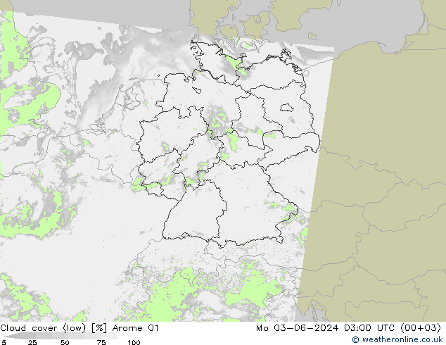 zachmurzenie (niskie) Arome 01 pon. 03.06.2024 03 UTC