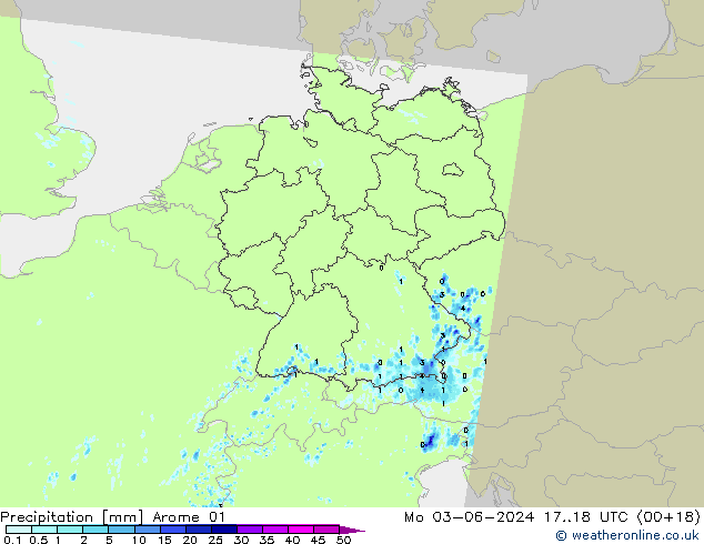 Precipitation Arome 01 Mo 03.06.2024 18 UTC