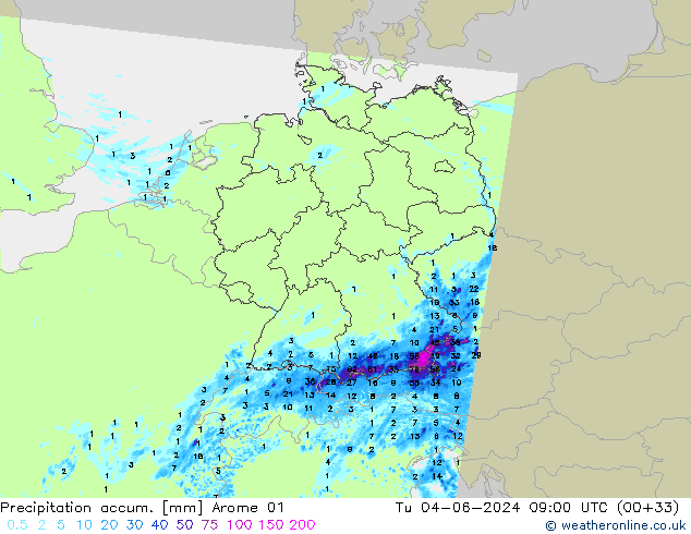 Precipitation accum. Arome 01 Ter 04.06.2024 09 UTC