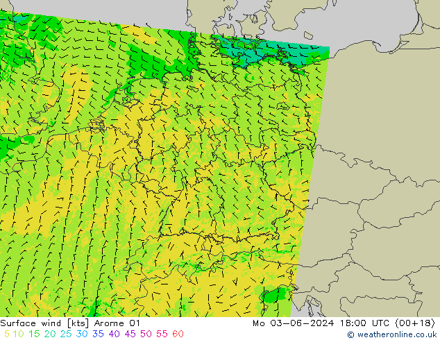 Surface wind Arome 01 Mo 03.06.2024 18 UTC