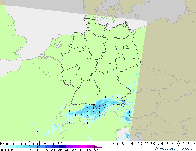 Precipitazione Arome 01 lun 03.06.2024 09 UTC