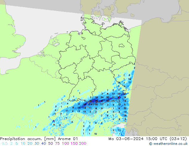 Precipitation accum. Arome 01  03.06.2024 15 UTC
