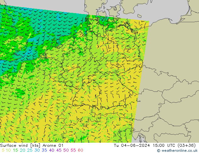 ветер 10 m Arome 01 вт 04.06.2024 15 UTC