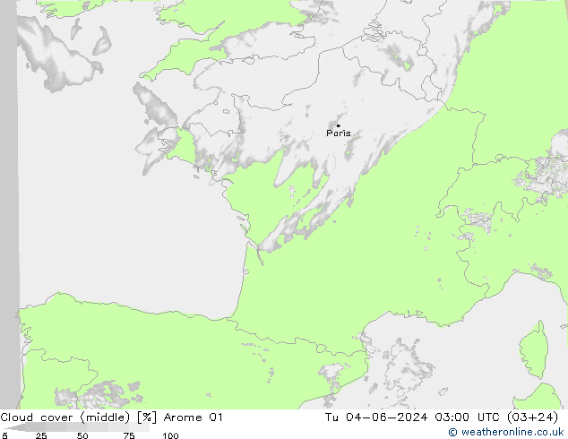 Nubes medias Arome 01 mar 04.06.2024 03 UTC