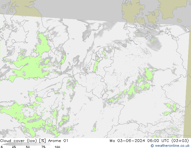 Wolken (tief) Arome 01 Mo 03.06.2024 06 UTC
