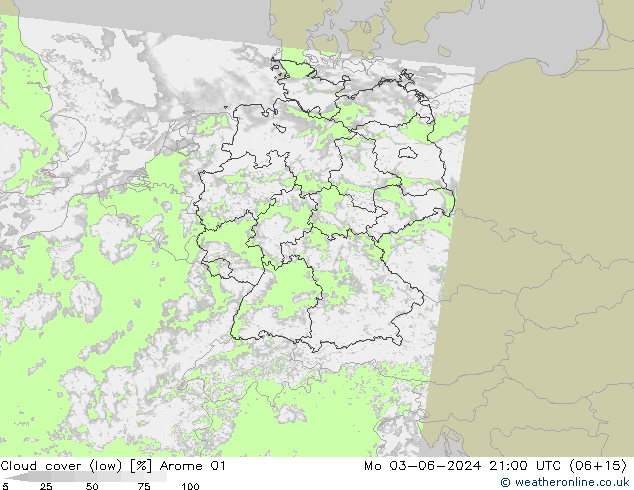 Bewolking (Laag) Arome 01 ma 03.06.2024 21 UTC