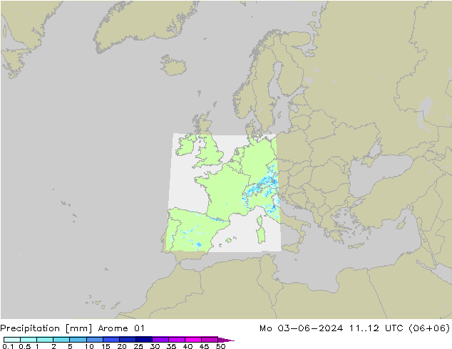 Precipitazione Arome 01 lun 03.06.2024 12 UTC