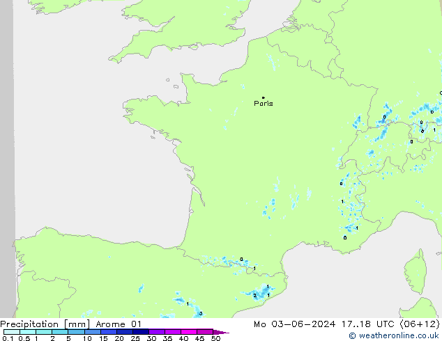 Precipitazione Arome 01 lun 03.06.2024 18 UTC