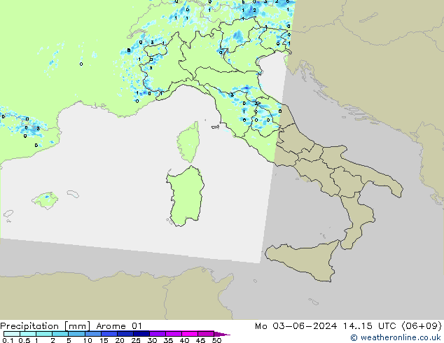 Precipitation Arome 01 Mo 03.06.2024 15 UTC