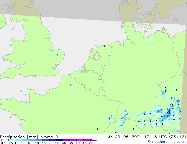 Srážky Arome 01 Po 03.06.2024 18 UTC