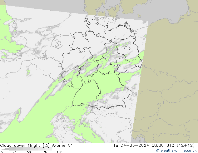 Bewolking (Hoog) Arome 01 di 04.06.2024 00 UTC