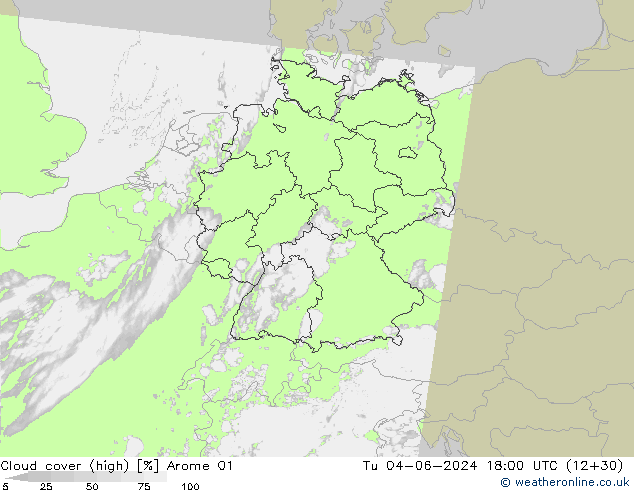 Bewolking (Hoog) Arome 01 di 04.06.2024 18 UTC