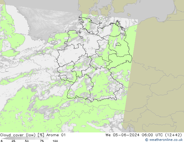 Nuages (bas) Arome 01 mer 05.06.2024 06 UTC