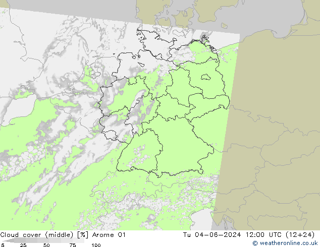 zachmurzenie (środk.) Arome 01 wto. 04.06.2024 12 UTC