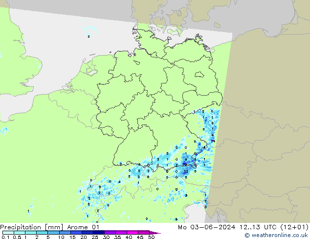 Precipitation Arome 01 Mo 03.06.2024 13 UTC